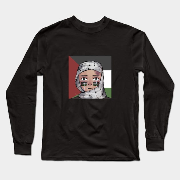 Free Palestine Illustration Long Sleeve T-Shirt by artsbyal